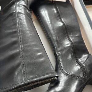 Black Leather Knee-High Boots